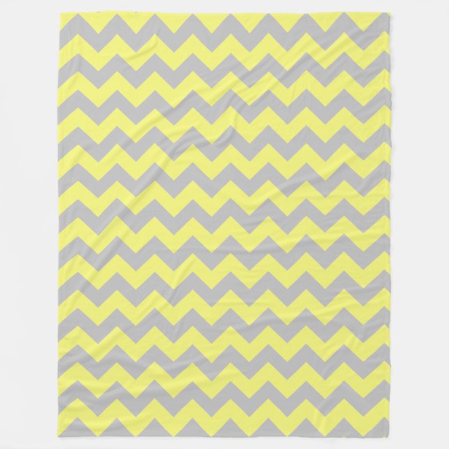 Grau Gelb Chevron Muster Fleecedecke (Vorderseite)