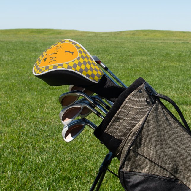 Grau-gelbe Karo-Monogramm  Golf Headcover (In SItu)