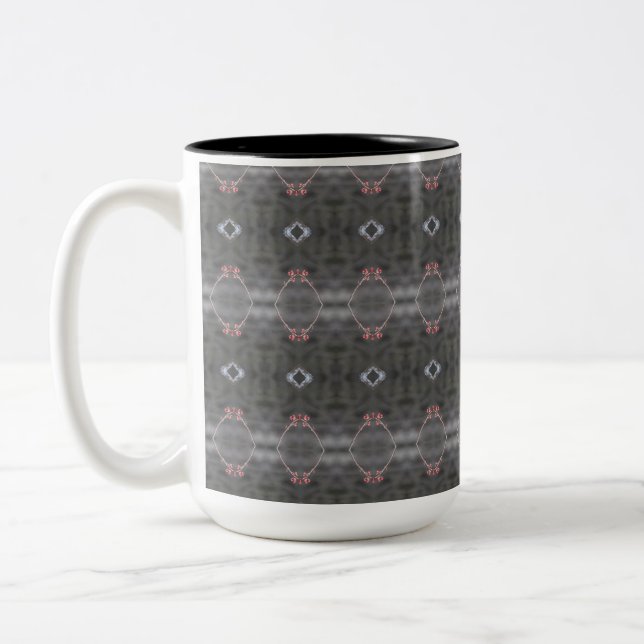 Grau Gemustert mit Coral Coffee Tasse (Links)