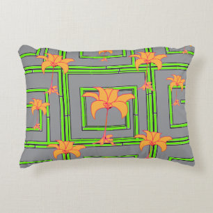 Grau Geo Floral Dekokissen