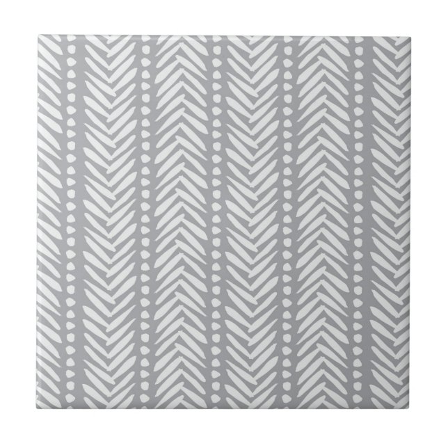 Grau gezeichnetes Chevron-Muster Fliese (Vorderseite)
