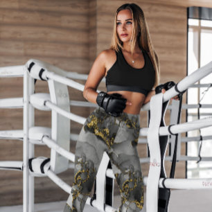 Grau Gold Abstrakt Gemustert   LEGGINGS