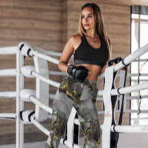 Grau Gold Abstrakt Gemustert | LEGGINGS