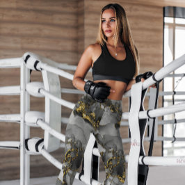 Grau Gold Abstrakt Gemustert | LEGGINGS