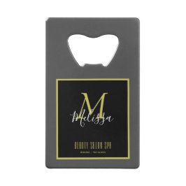 Grau Gold Beauty Salon WELLNESS-CENTER Monogram Geldbeutel Flaschenöffner