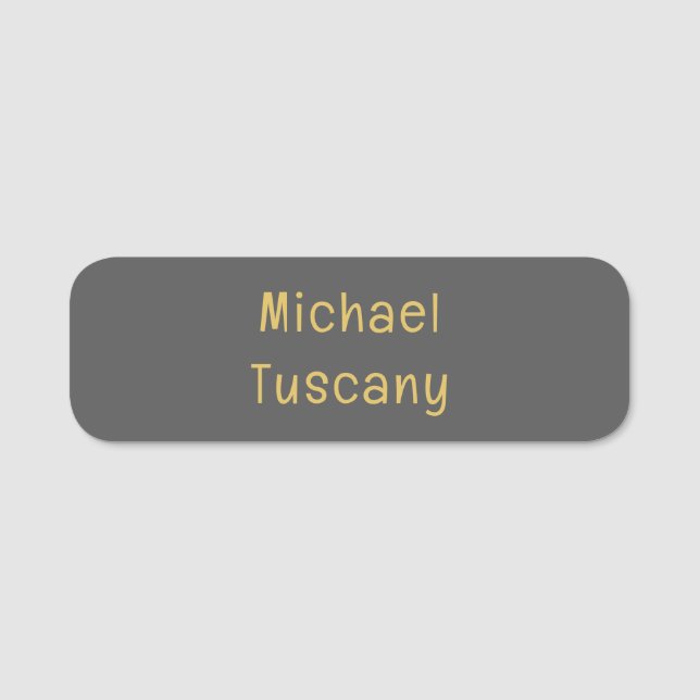 Grau Gold Beruflich Trendy Minimalistischer Eigent Namensschild (Vorderseite)