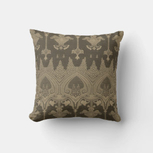 Grau Gold Damast Muster Vintage Brokat Kissen
