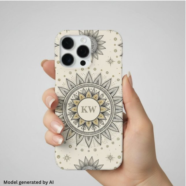 Grau Gold Mandala Muster iPhone Hülle (Von Creator hochgeladen)
