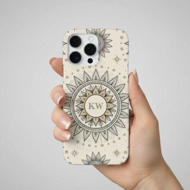 Grau Gold Mandala Muster iPhone Hülle (Von Creator hochgeladen)