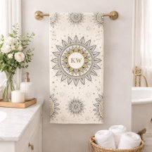 Grau Gold Mandala Muster Monogramm