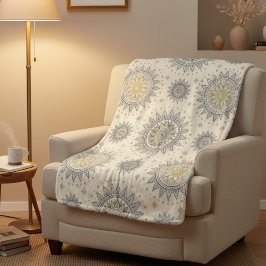 Grau Gold Mandala Muster Sherpadecke