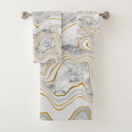 Grau-Gold-Marmor-BADEZIMMER TOWEL SET