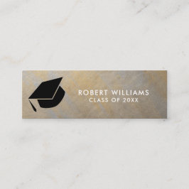 Grau-Gold-Metallic-Grad-Cap-Abschluss Beilage Mini Visitenkarte