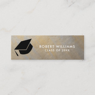 Grau-Gold-Metallic-Grad-Cap-Abschluss Beilage Mini Visitenkarte