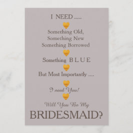 Grau & Gold mit Herz werden Sie meine Bridesmädche Einladung