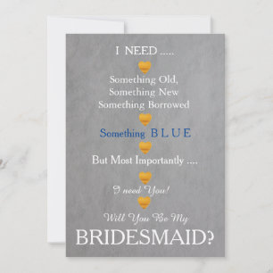 Grau & Gold mit Herz werden Sie meine Bridesmädche Einladung