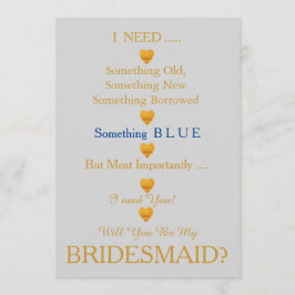 Grau & Gold mit Herz werden Sie meine Bridesmädche Einladung