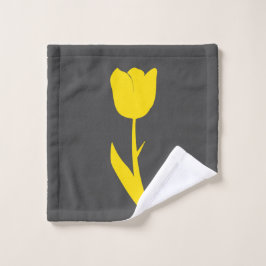 Grau Golden Yellow Tulip Dark Gray Big Floral Cute Waschlappen