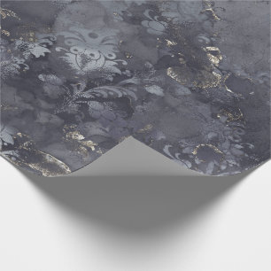 Grau-Grafit-Sepia-Blütengrungy-Hütte Geschenkpapier