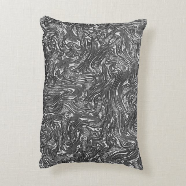 Grau-Graphit gebogene grobe Textur Dekokissen (Rückseite(Vertikal))