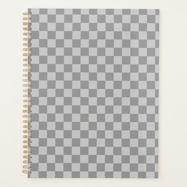 Grau Grau Kariert Schachbrett Planer (Vorderseite)