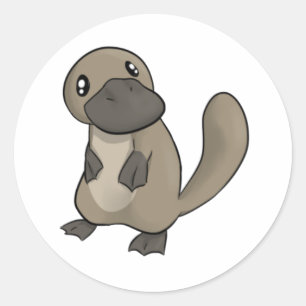 Grau/grauer Cartoon Platypus Runder Aufkleber
