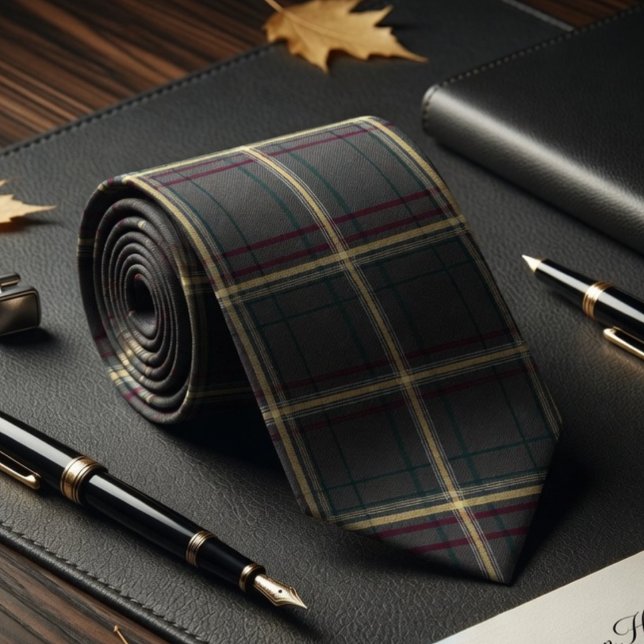 Grau-grün kariertes Tartan-Muster Krawatte (Von Creator hochgeladen)