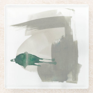 Grau-Grüne Gesten Glasuntersetzer