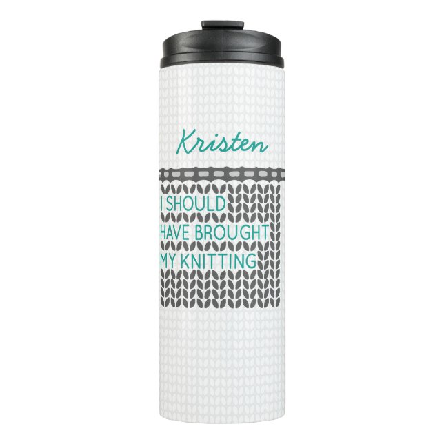 Grau hätte ich mir das Knittern antun sollen Thermosbecher (Vorderseite)