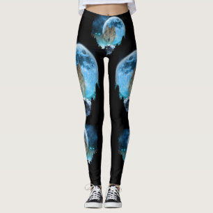 Grau-Holz-Wolf Vollmond-Flucht Leggings