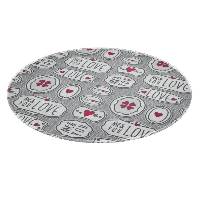 Grau ich und Sie Liebe Muster Schneidebrett (Ecke)