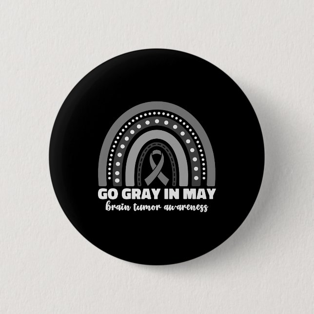 Grau im Mai Hirntumor Awareness Month Rainbow Button (Vorderseite)
