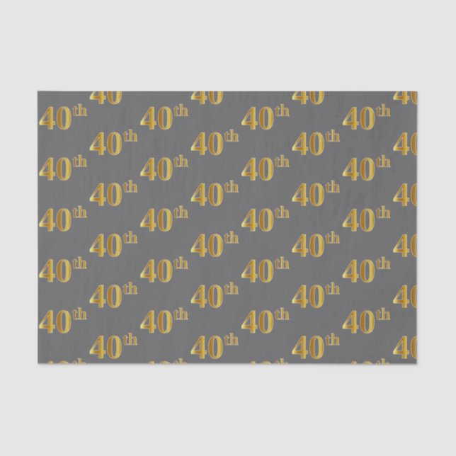 Grau, Imitate Gold 40. (40.) Event Tissue Paper Seidenpapier (Vorderseite)