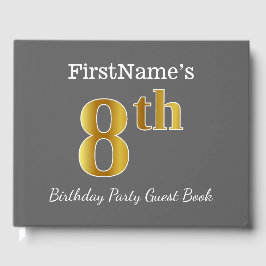 Grau, Imitate Gold 8. Geburtstagsparty + Individue Gästebuch