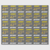 Grau, Imitate/Nachahmungs-Gold, "42. GEBURTSTAG"