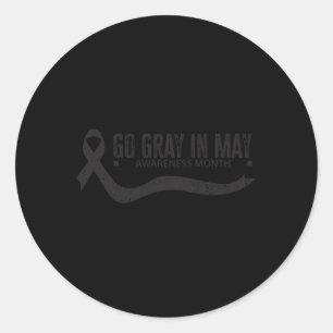 Grau in May Brain Cancer Awareness Flag Runder Aufkleber