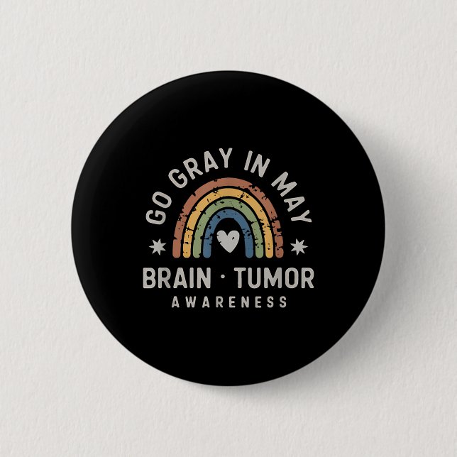Grau in May Brain Tumor Awareness Grunge Button (Vorderseite)