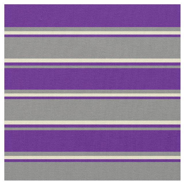 Grau, Indigo und Pale Goldenrod Lines Stoff (Nahaufnahme)