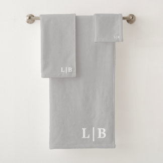 Grau-Initials-Badetuch-Set Badhandtuch Set