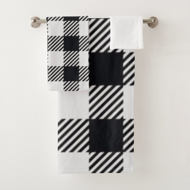 grau Kariert | Schachbretter Handtuch Badhandtuch Set (Insitu)