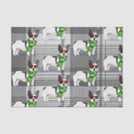 Grau Kariert und Boston Terrier Weihnachten Seidenpapier