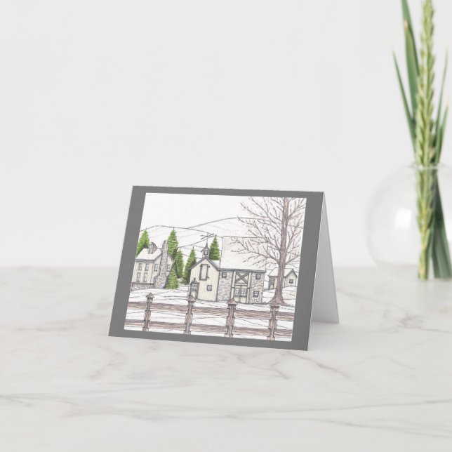 Grau-Karte für den steinernen Bauernhof Dankeskarte (Vorderseite)