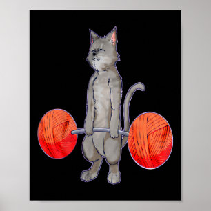 Grau Kat Weightlift Bodybuilding Fi Poster