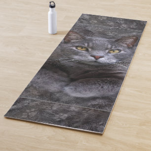 Grau-Katze-Portrait Yogamatte