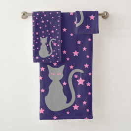 Grau-Katzen-Badetuch-Set Badhandtuch Set