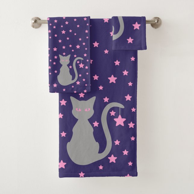Grau-Katzen-Badetuch-Set Badhandtuch Set (Insitu)