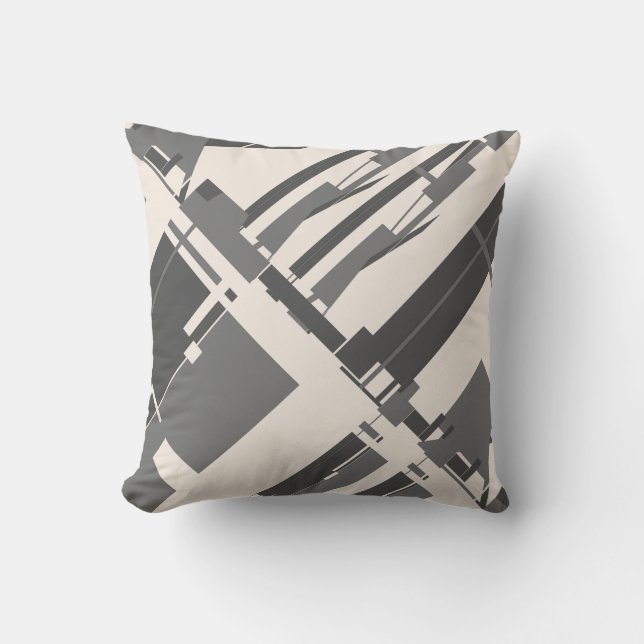 Grau Kohle Beige Südwestliche Kunst Aussehen Diago Kissen (Vorderseite)