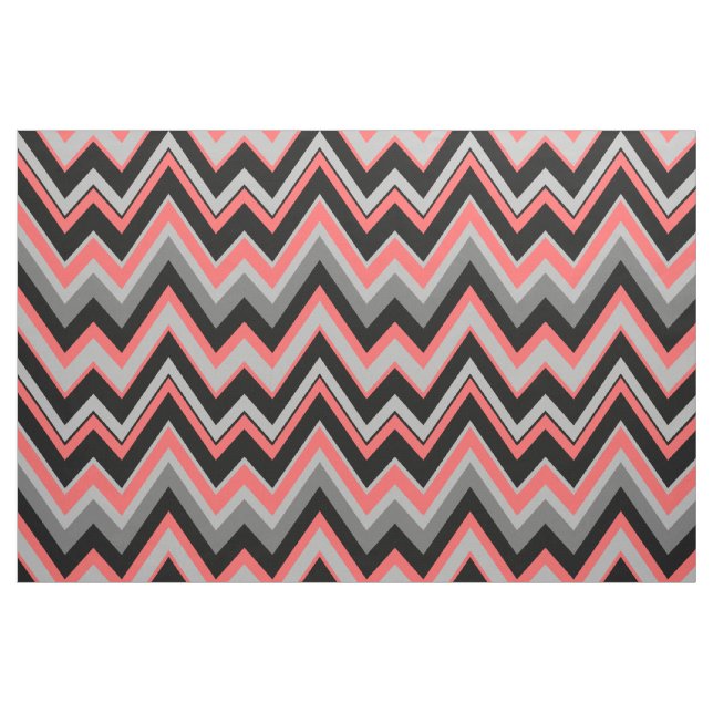Grau & Korallen Zickzack Zigzag Nahtloses Muster Stoff (Fat Quarter (45,7 x 55,9 cm))