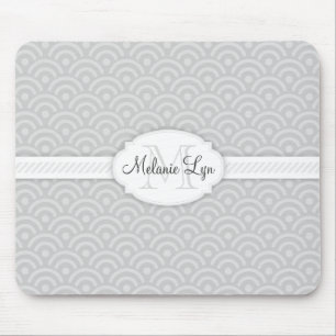 (Grau) kundenspezifisches Monogramm und Name Mousepad