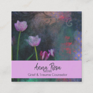 *~* Grau Lavendel Pink Tulip Vintag Shabby Grunge Quadratische Visitenkarte